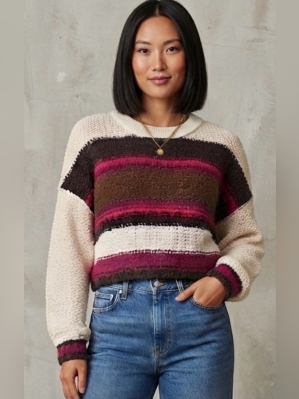 Arizona Crew Neck Long Sleeve Pullover Sweater(B 56” L18”)